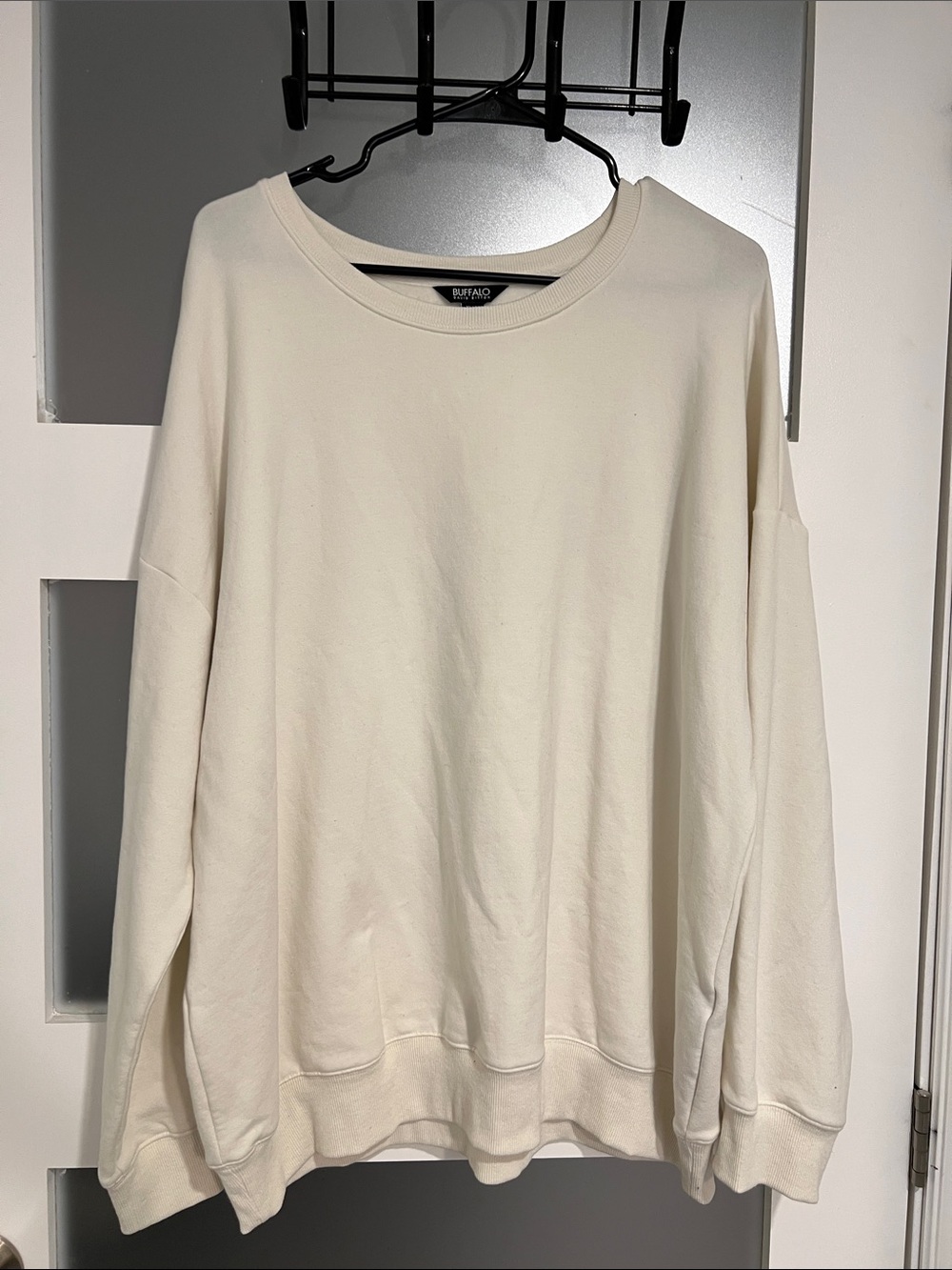 Buffalo David Bitton Men's Cream Oversized Crewneck Sweatshirt